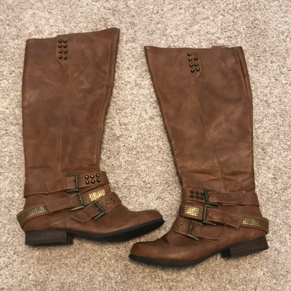 Brown knee high boots